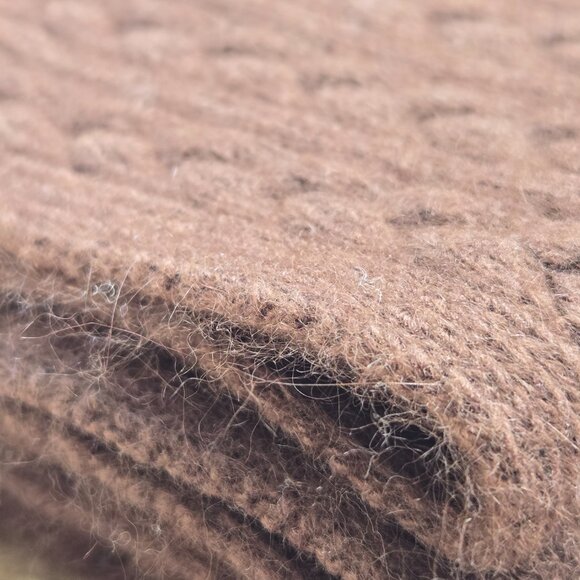 Brown Cashmere Cable Knit Scarf - Picture 14 of 15